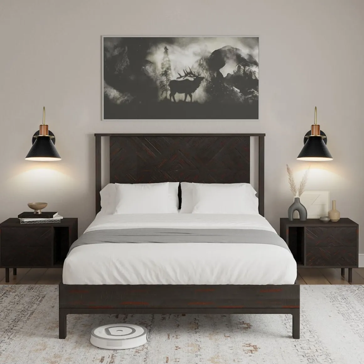 Modern 1-Light Hammered Iron Conical Wall Sconce