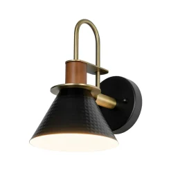 Modern 1-Light Hammered Iron Conical Wall Sconce