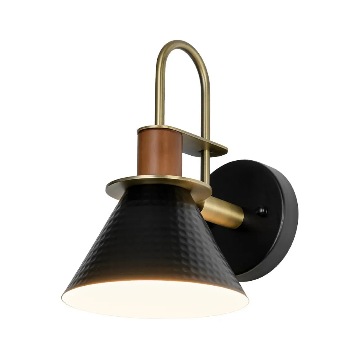Modern 1-Light Hammered Iron Conical Wall Sconce