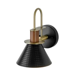 Modern 1-Light Hammered Iron Conical Wall Sconce