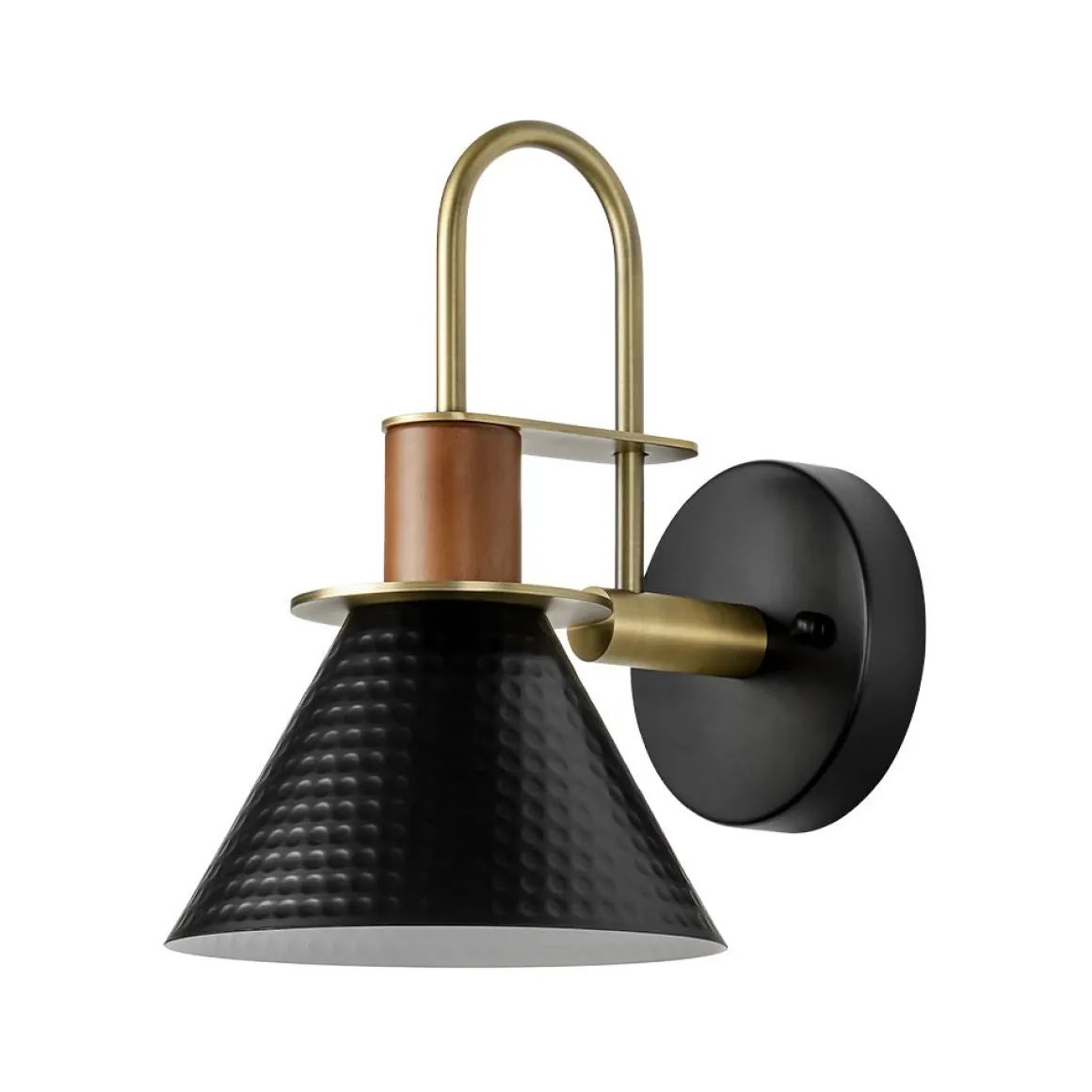 Modern 1-Light Hammered Iron Conical Wall Sconce