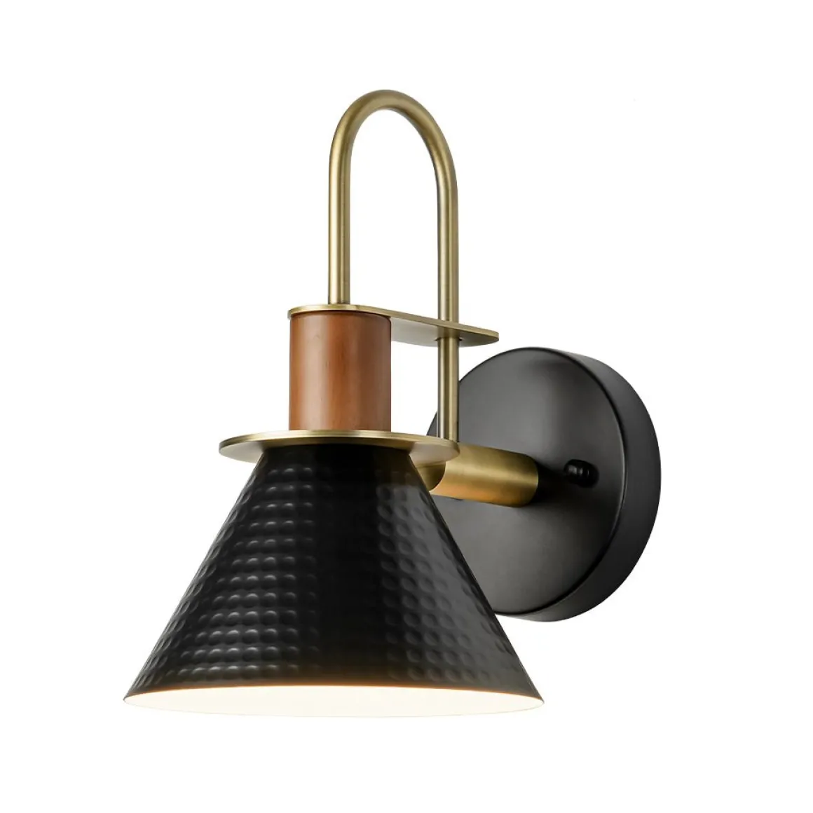 Modern 1-Light Hammered Iron Conical Wall Sconce