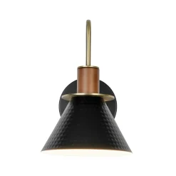 Modern 1-Light Hammered Iron Conical Wall Sconce