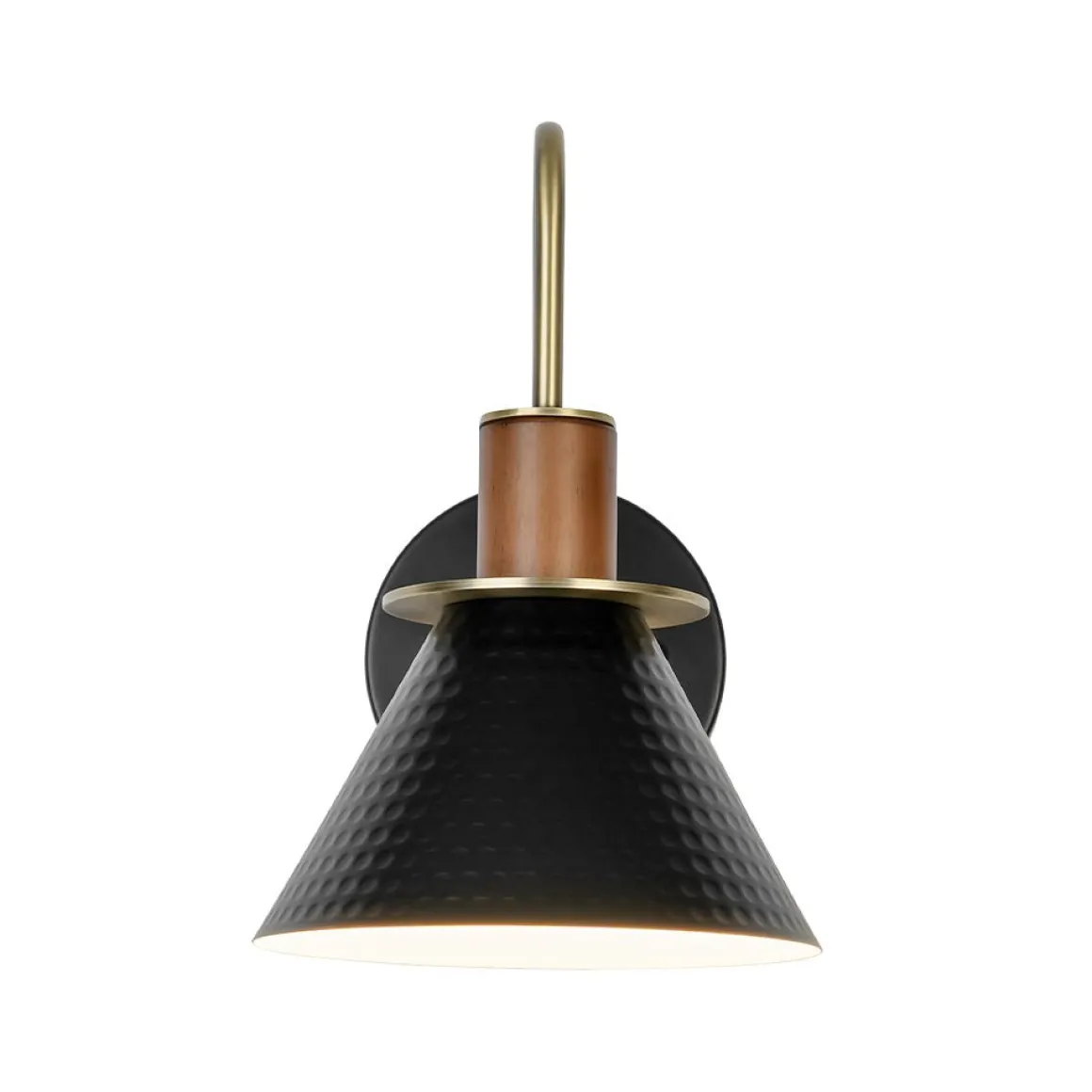 Modern 1-Light Hammered Iron Conical Wall Sconce