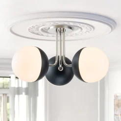 Modern 3-Light Milky Glass Globe Ceiling Light