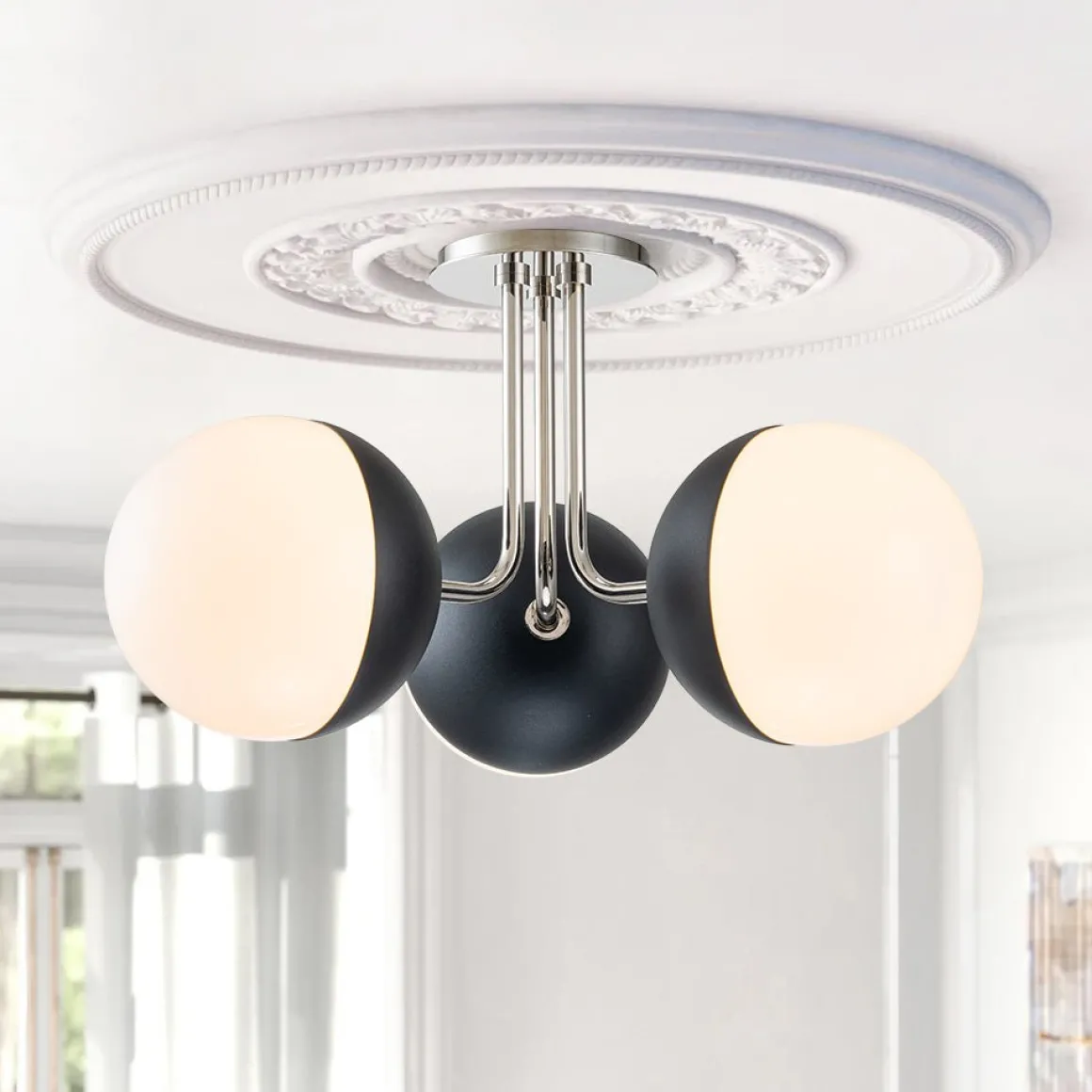 Modern 3-Light Milky Glass Globe Ceiling Light
