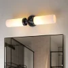 Modern 2-Light Opal Glass Cylinder Vanity Wall Lamp