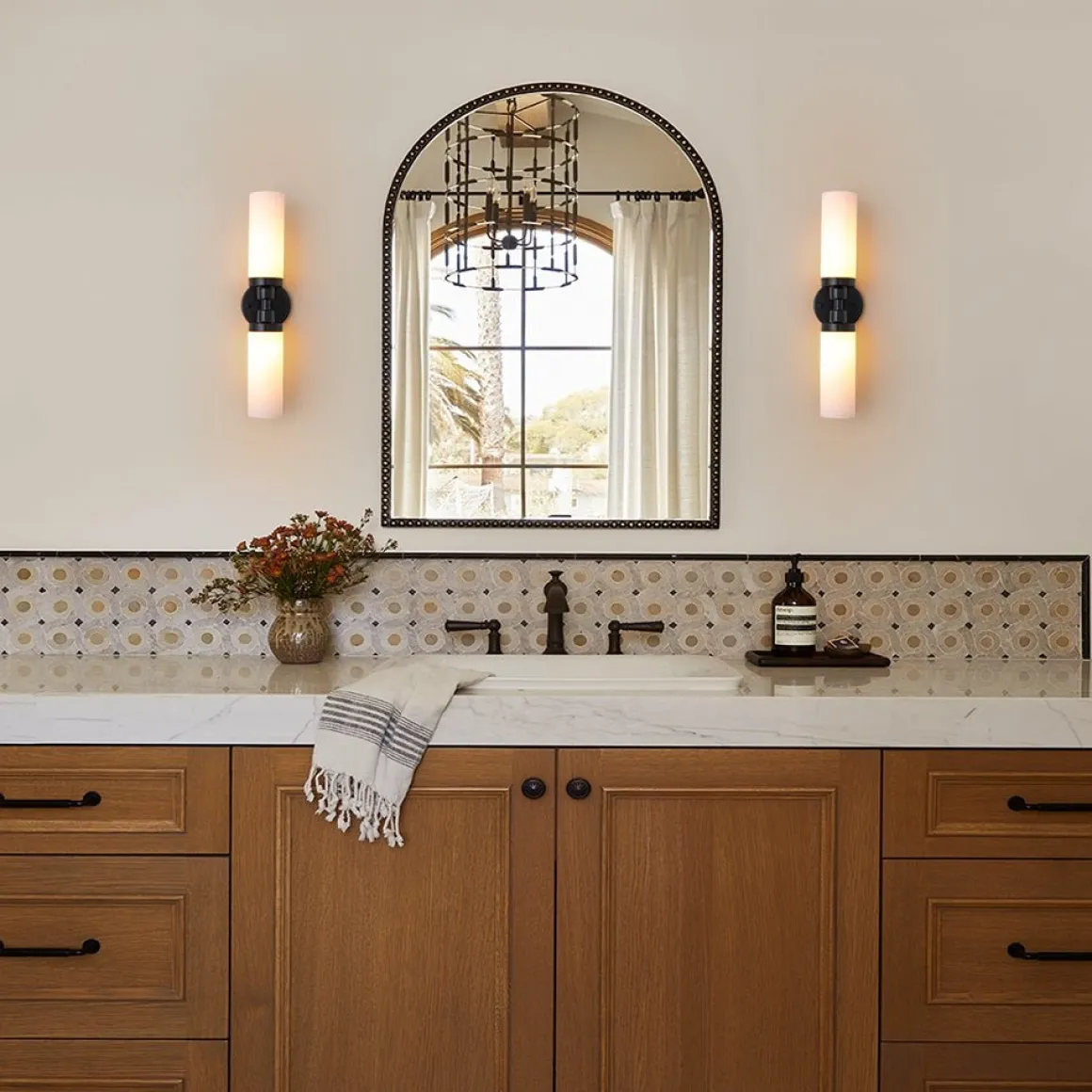 Modern 2-Light Opal Glass Cylinder Vanity Wall Lamp