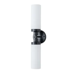 Modern 2-Light Opal Glass Cylinder Vanity Wall Lamp