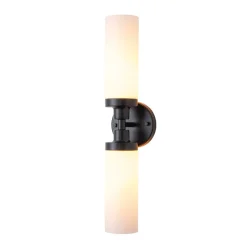 Modern 2-Light Opal Glass Cylinder Vanity Wall Lamp