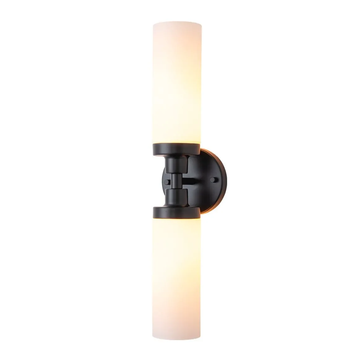 Modern 2-Light Opal Glass Cylinder Vanity Wall Lamp
