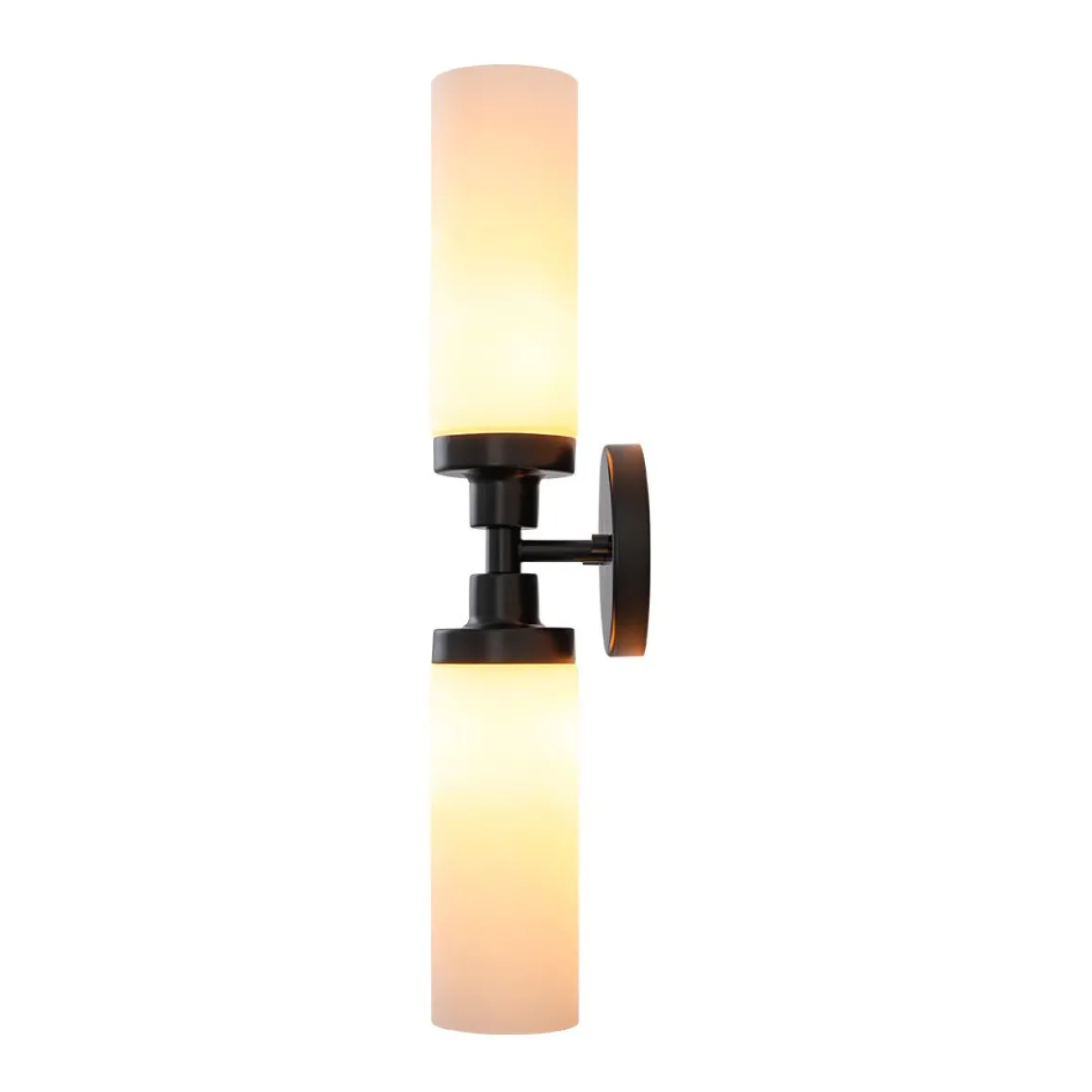 Modern 2-Light Opal Glass Cylinder Vanity Wall Lamp