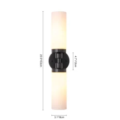 Modern 2-Light Opal Glass Cylinder Vanity Wall Lamp