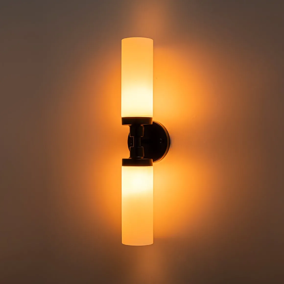 Modern 2-Light Opal Glass Cylinder Vanity Wall Lamp