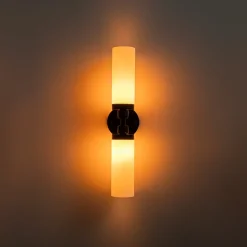 Modern 2-Light Opal Glass Cylinder Vanity Wall Lamp