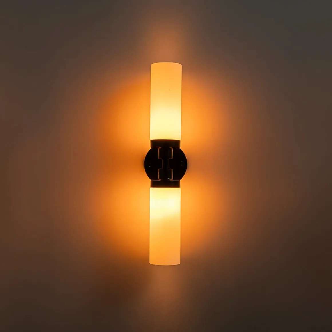 Modern 2-Light Opal Glass Cylinder Vanity Wall Lamp