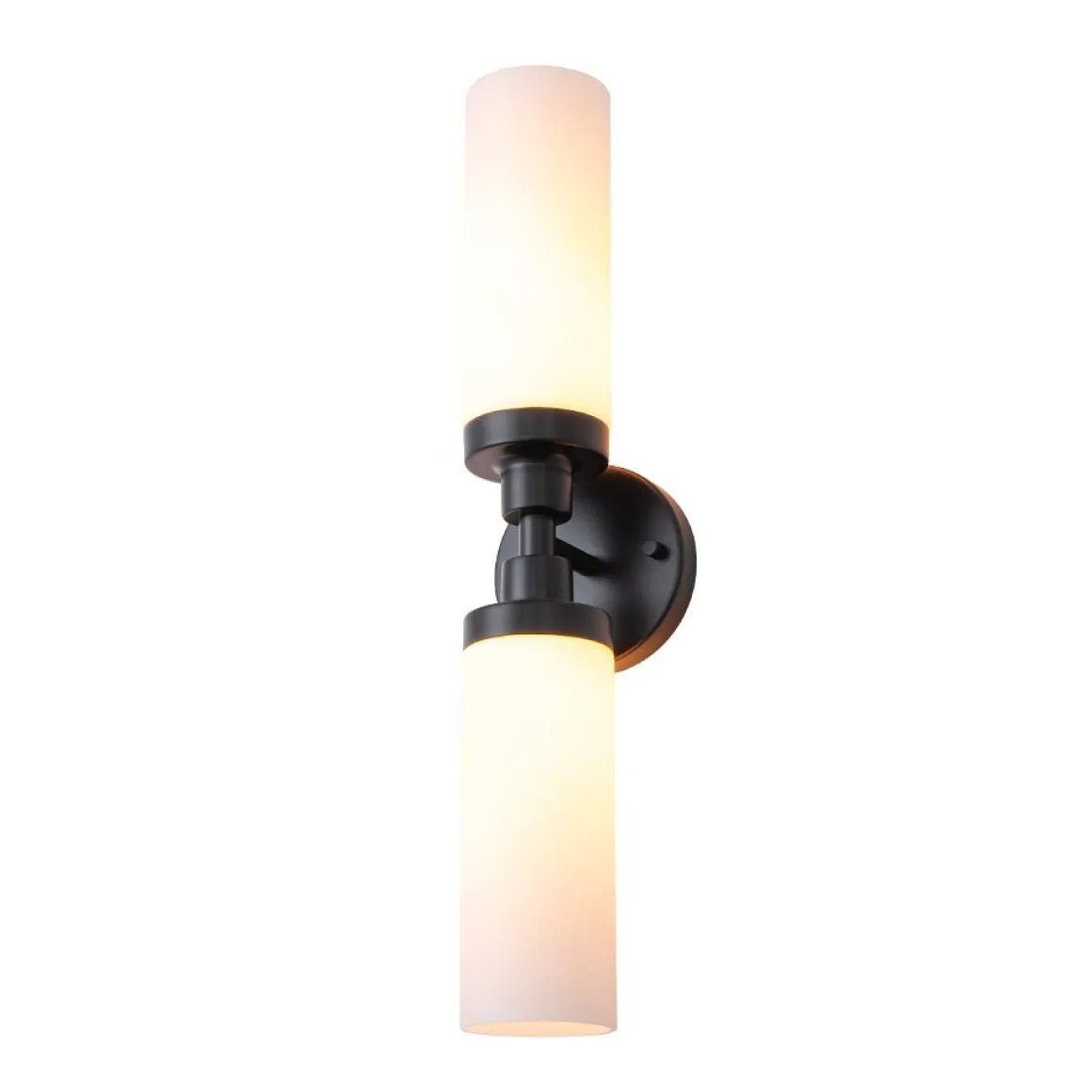 Modern 2-Light Opal Glass Cylinder Vanity Wall Lamp