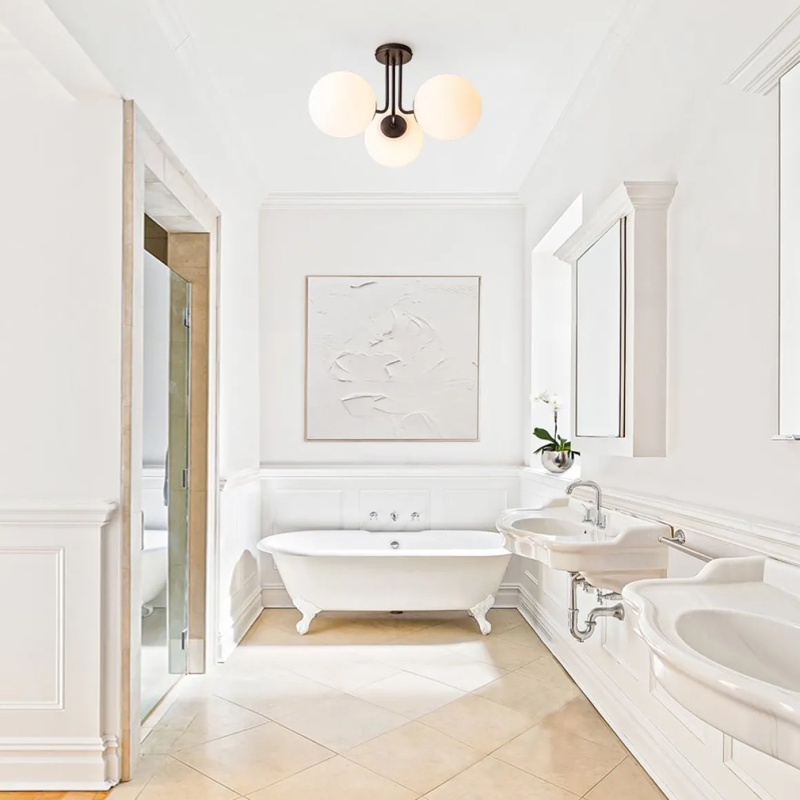 Modern 3-Light Opal Glass Globe Ceiling Light
