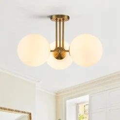 Modern 3-Light Opal Glass Globe Ceiling Light