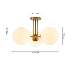 Modern 3-Light Opal Glass Globe Ceiling Light