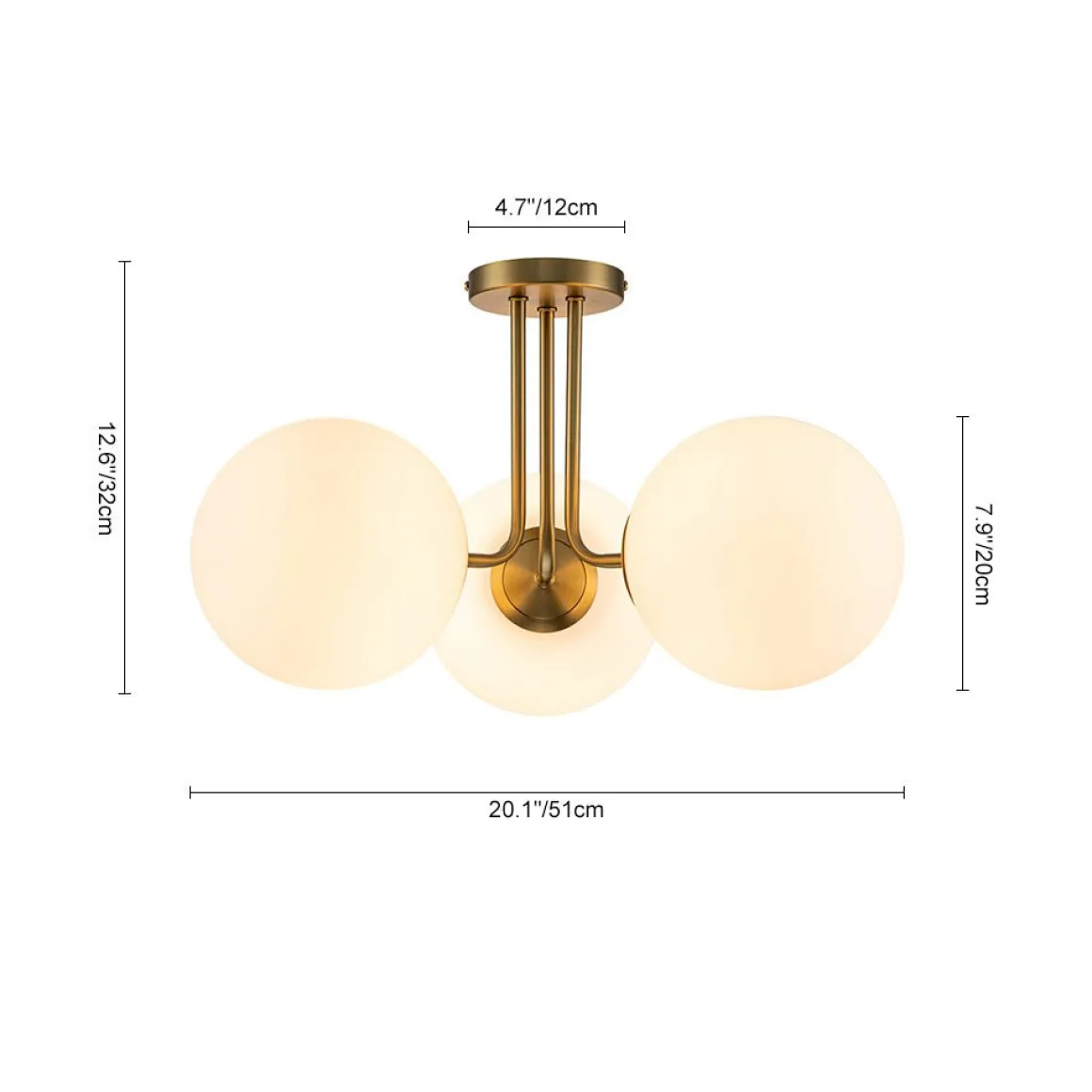 Modern 3-Light Opal Glass Globe Ceiling Light