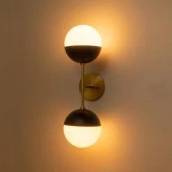 Modern 2-Light Opal Glass Globe Wall Sconce