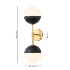 Modern 2-Light Opal Glass Globe Wall Sconce
