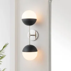 Modern 2-Light Opal Glass Globe Wall Sconce