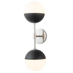 Modern 2-Light Opal Glass Globe Wall Sconce