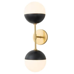 Modern 2-Light Opal Glass Globe Wall Sconce