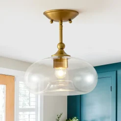 Modern 1-Light Round Donut Glass Semi Flush Mount