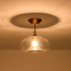 Modern 1-Light Round Donut Glass Semi Flush Mount
