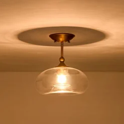 Modern 1-Light Round Donut Glass Semi Flush Mount