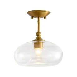 Modern 1-Light Round Donut Glass Semi Flush Mount