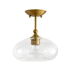 Modern 1-Light Round Donut Glass Semi Flush Mount