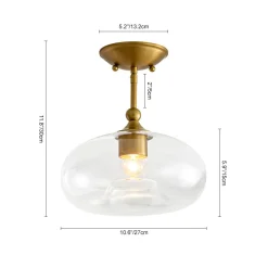 Modern 1-Light Round Donut Glass Semi Flush Mount