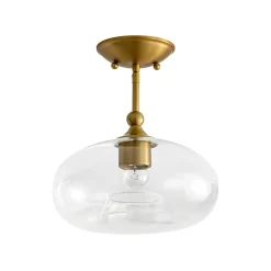 Modern 1-Light Round Donut Glass Semi Flush Mount
