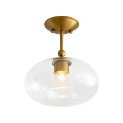 Modern 1-Light Round Donut Glass Semi Flush Mount