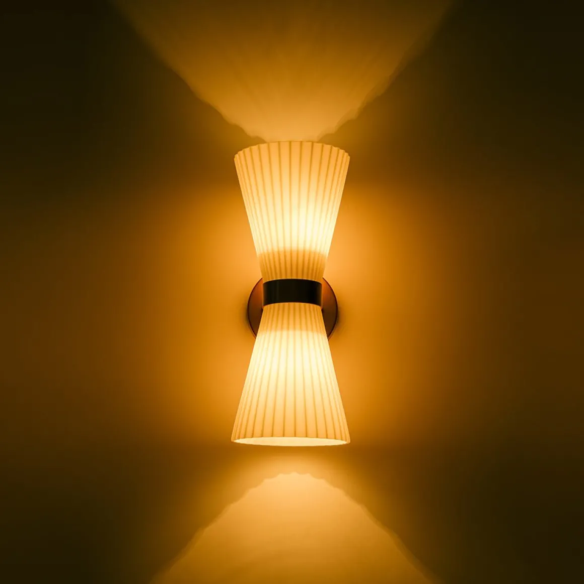 Modern 2-Light Up Down Pleated Glass Cone Wall Sconce