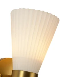 Modern 2-Light Up Down Pleated Glass Cone Wall Sconce