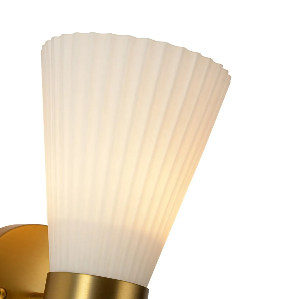 Modern 2-Light Up Down Pleated Glass Cone Wall Sconce