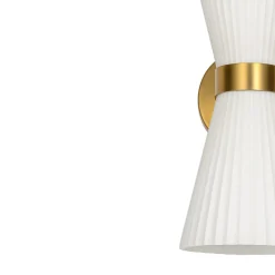 Modern 2-Light Up Down Pleated Glass Cone Wall Sconce
