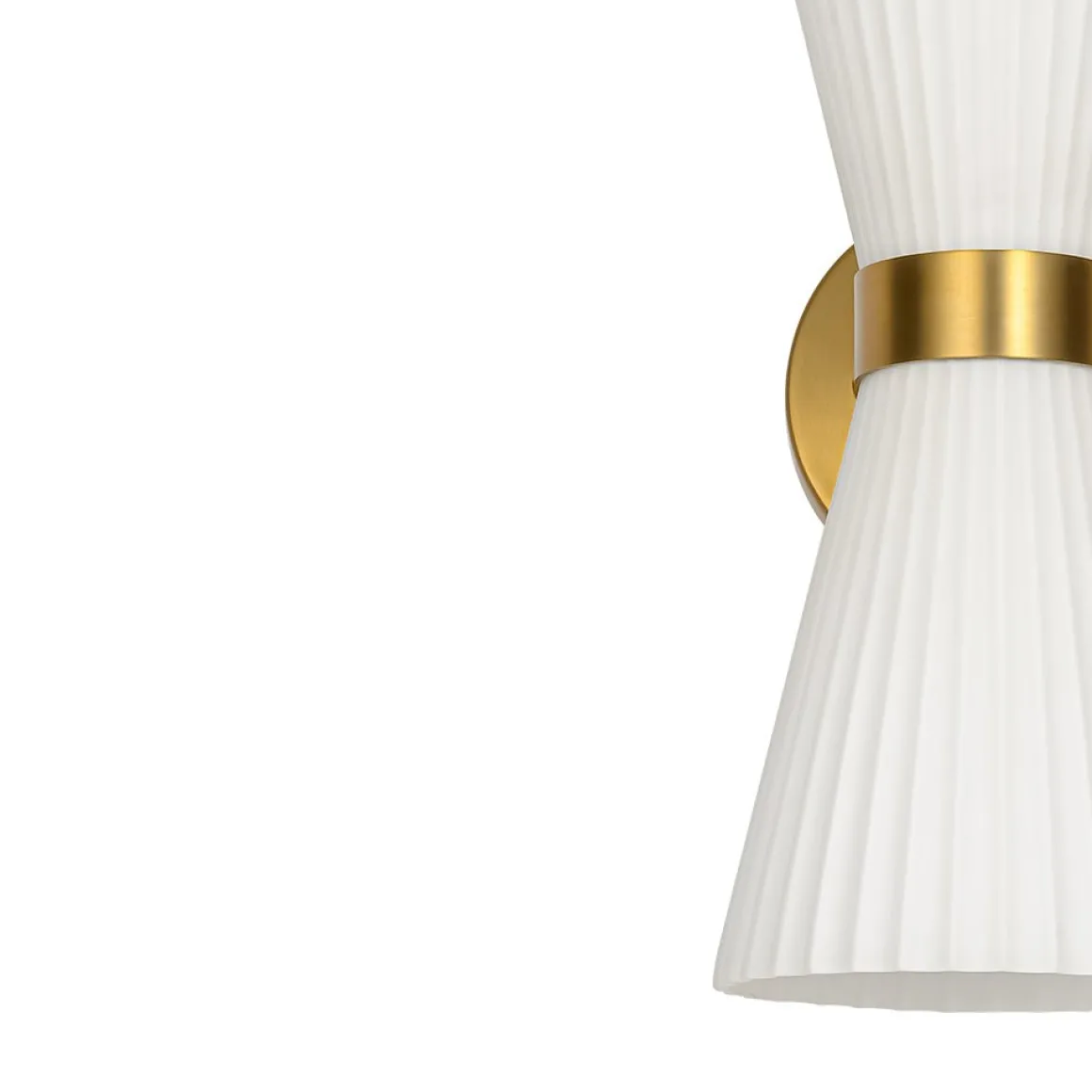 Modern 2-Light Up Down Pleated Glass Cone Wall Sconce