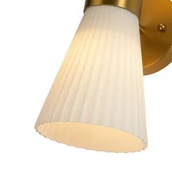 Modern 2-Light Up Down Pleated Glass Cone Wall Sconce