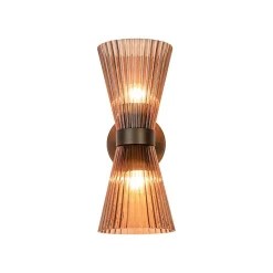 Modern 2-Light Up Down Pleated Glass Cone Wall Sconce