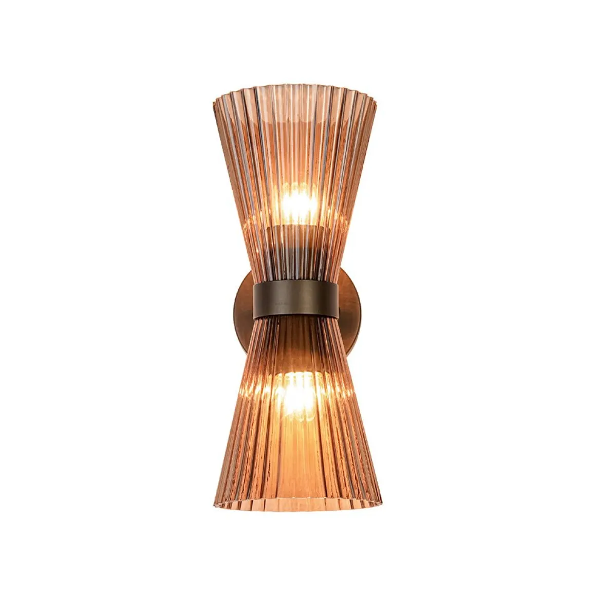 Modern 2-Light Up Down Pleated Glass Cone Wall Sconce