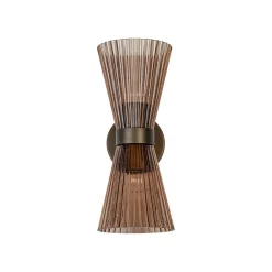 Modern 2-Light Up Down Pleated Glass Cone Wall Sconce