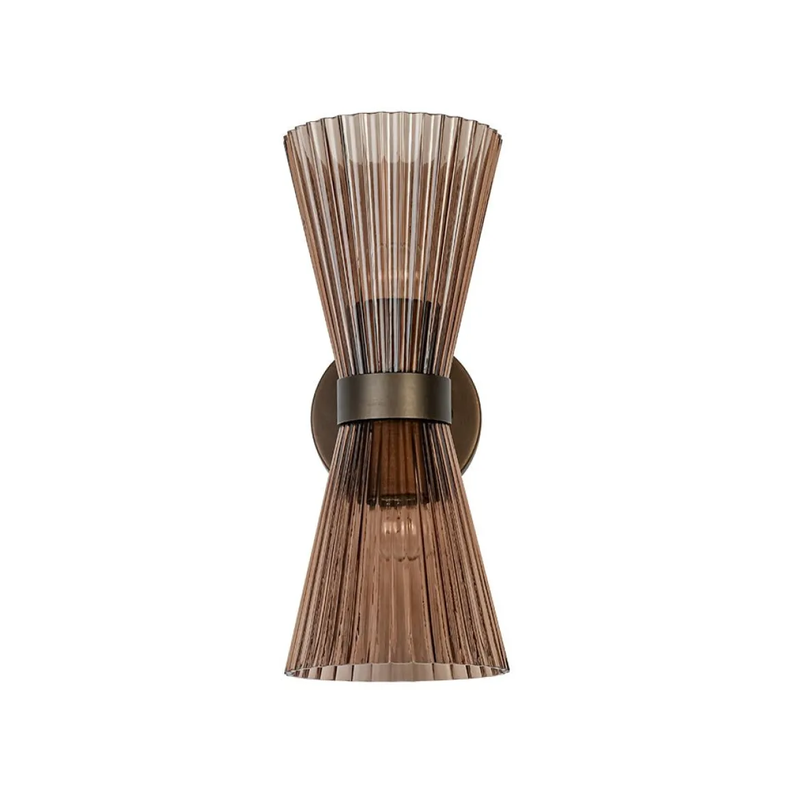 Modern 2-Light Up Down Pleated Glass Cone Wall Sconce