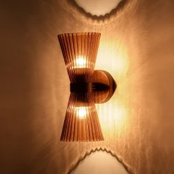 Modern 2-Light Up Down Pleated Glass Cone Wall Sconce