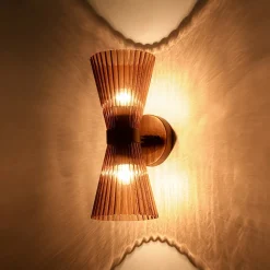 Modern 2-Light Up Down Pleated Glass Cone Wall Sconce
